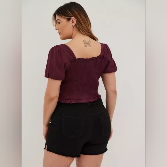 Torrid Short Sleeves Mocked Crop Top 3x New Purple Wine Tasting - Picture 4 of 11